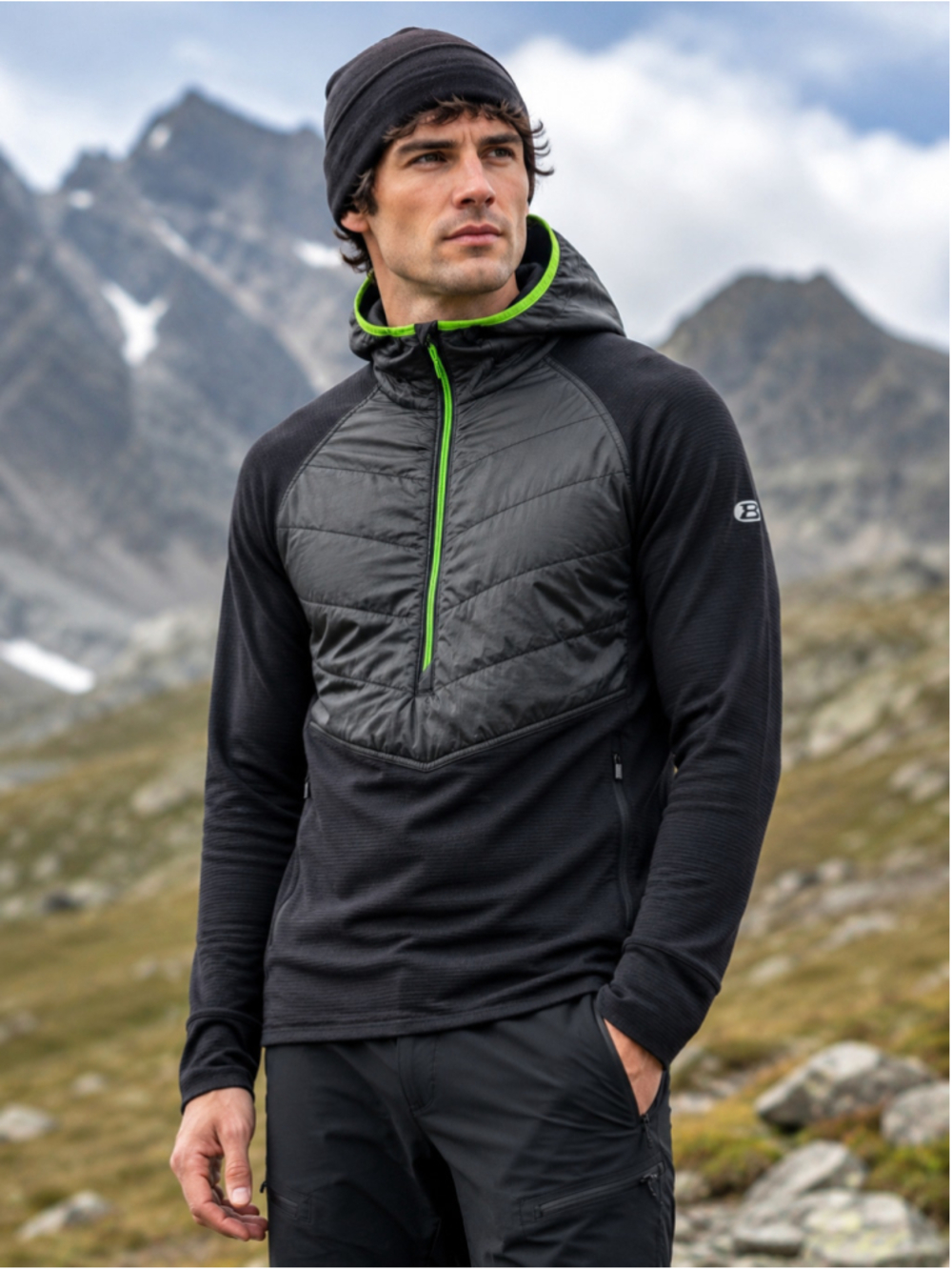 Icebreaker Merino GT Hoodie Men’s L Half Zip Insulated Gorpcore Techwear Black
